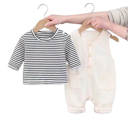 Baby Set 2-teilig – Langarmshirt & Trägeroverall aus Baumwolle