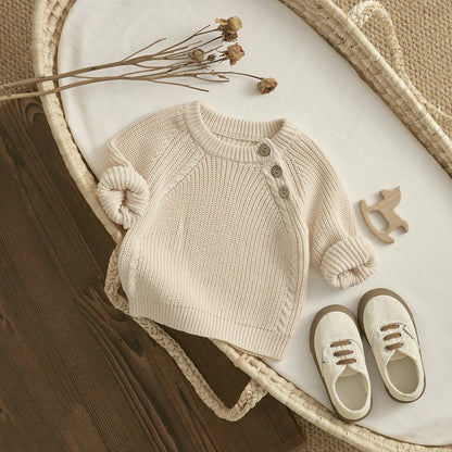 Baby Strickpullover Unisex mit Knopfleiste
