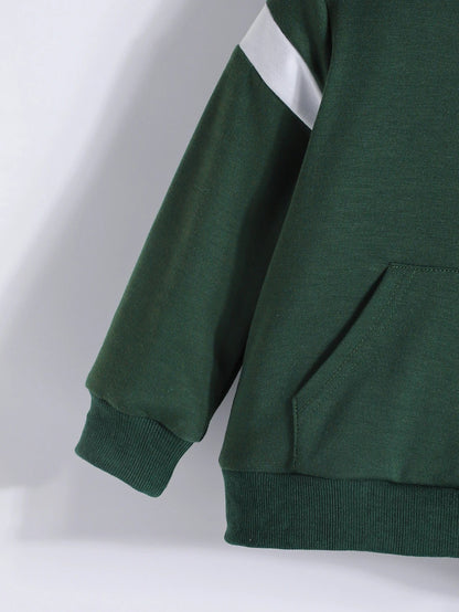 Sportliches Jungen Freizeit-Set mit Streifendetail – Dunkelgrün