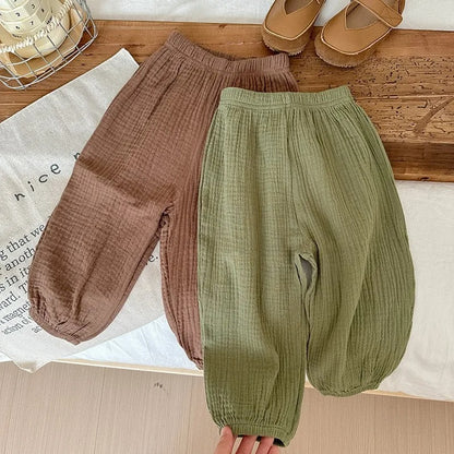 Bequeme Musselin Kinderhose aus Baumwolle – locker geschnitten mit elastischem Bund