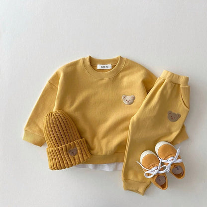 Kinder Sweatanzug 2-teilig mit Bärenmotiv – Pullover & Hose Set
