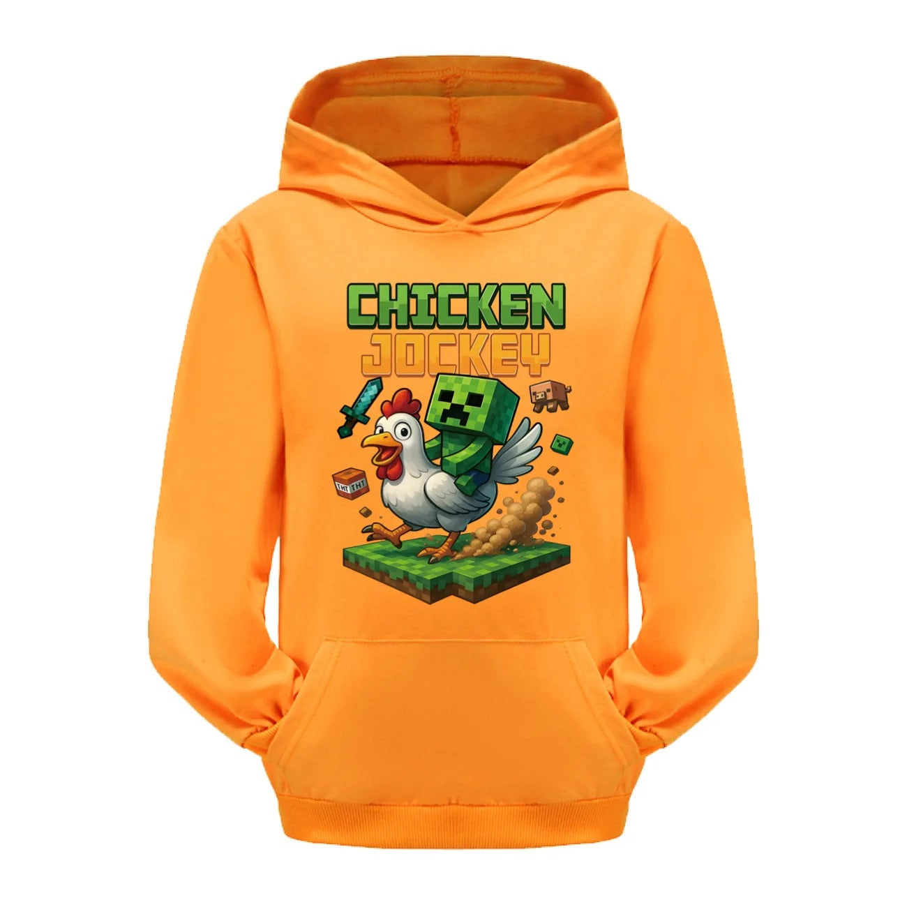 Minecraft Kinder Hoodie „Chicken Jockey“ – Kapuzenpullover für Mädchen & Jungen (Gr. 104–170)