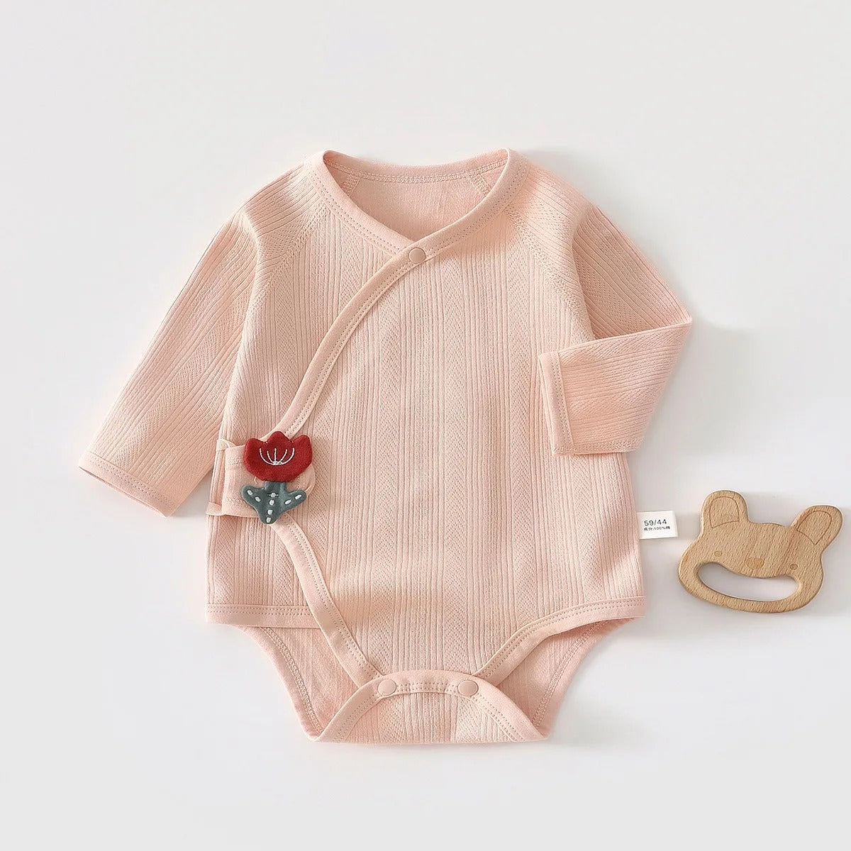 Baby Wickelbody aus strukturierter Baumwolle – Langarm Body für Neugeborene