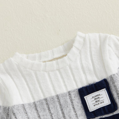 Zweiteiliges Strickset für Jungen – weicher Pullover & Hose in Navy mit Strukturmuster