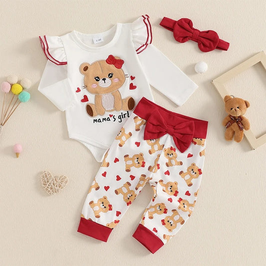 Baby Mädchen Outfit „Mama’s Girl“ mit Teddybär-Motiv – 3 Designs