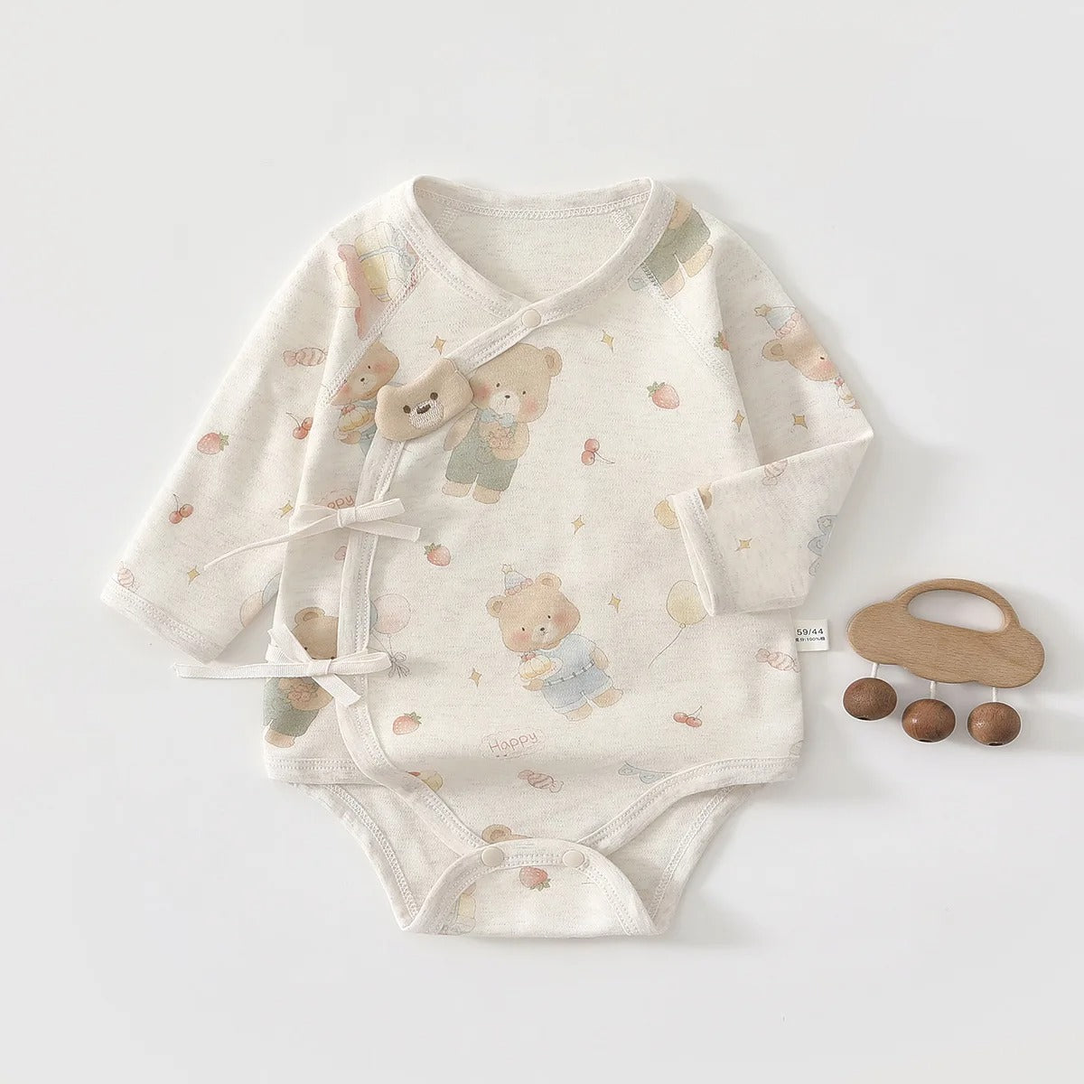 Wickelbody für Babys – weicher Langarm Babybody mit liebevollen Illustrationen