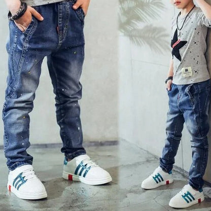 Jeanshose Blue Denim mit Hosenbund Painted
