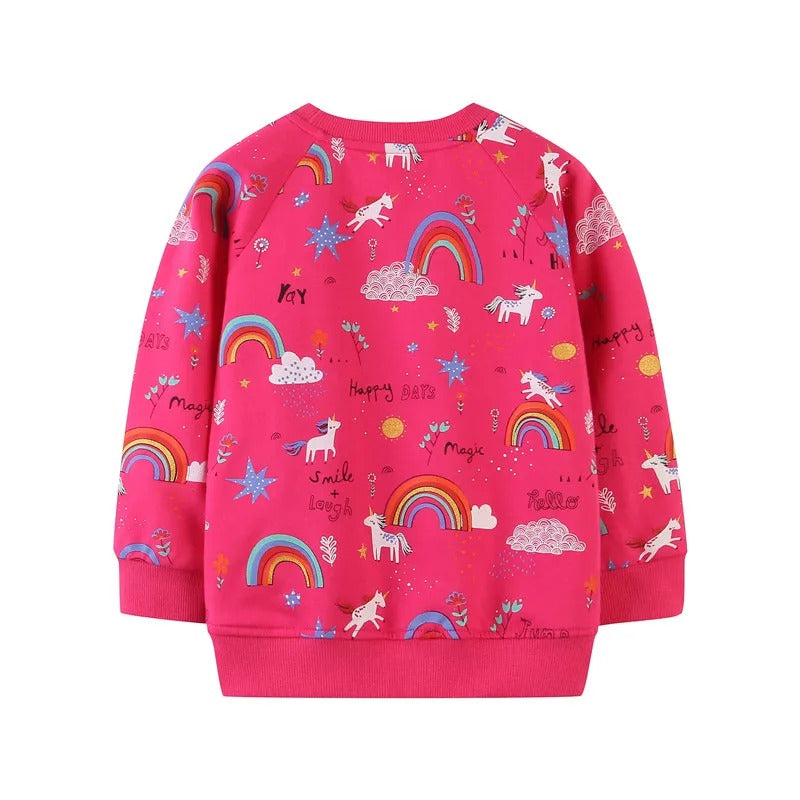 Mädchen Sweatshirt mit Einhorn & Regenbogen – Baumwollmix Pullover