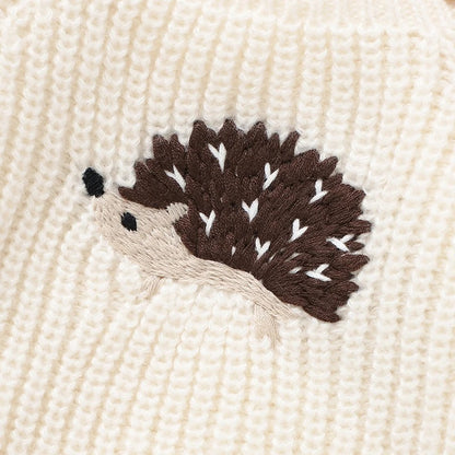 Baby Strickpullover mit Igel Motiv – Unisex Baumwollpullover mit Knöpfen