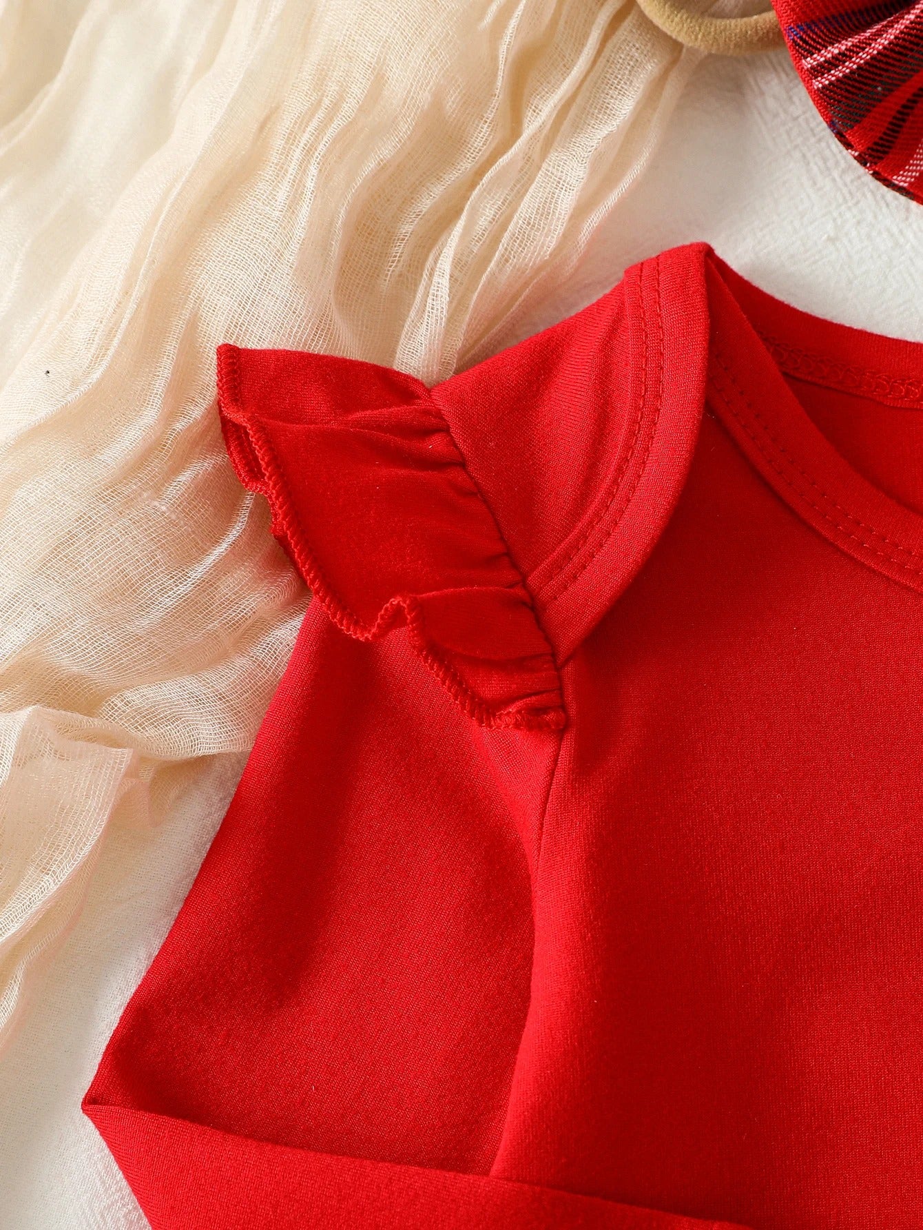 Festliches Weihnachts-Outfit für Mädchen – 3-teiliges Set mit Rentier-Trägerrock, Body & Haarband