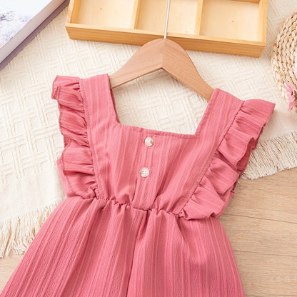 Mädchen Jumpsuit mit Schleife & Rüschen – verspielt & bequem zugleich