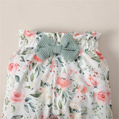 Baby Mädchen Set mit Rippbody & Blumenhose