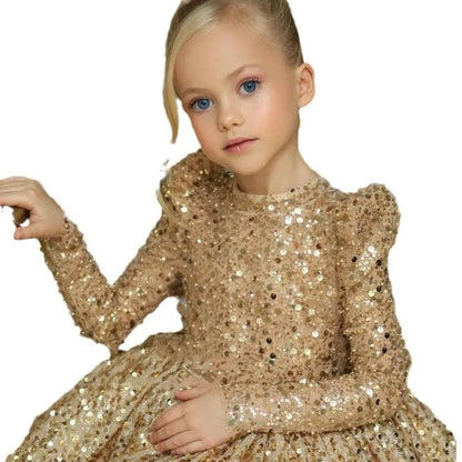 Glitzerndes Festkleid mit Pailletten & Schleife