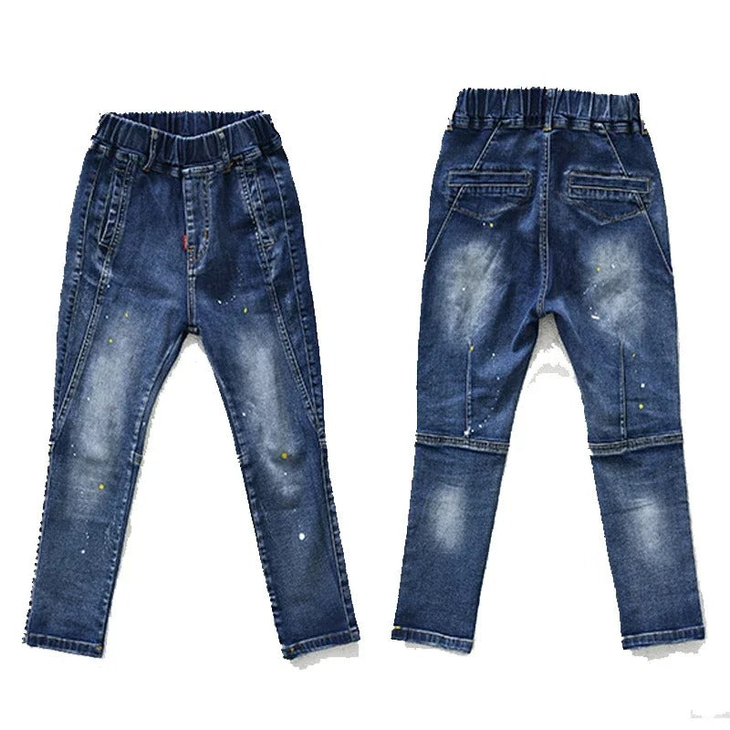 Jeanshose Blue Denim mit Hosenbund Painted