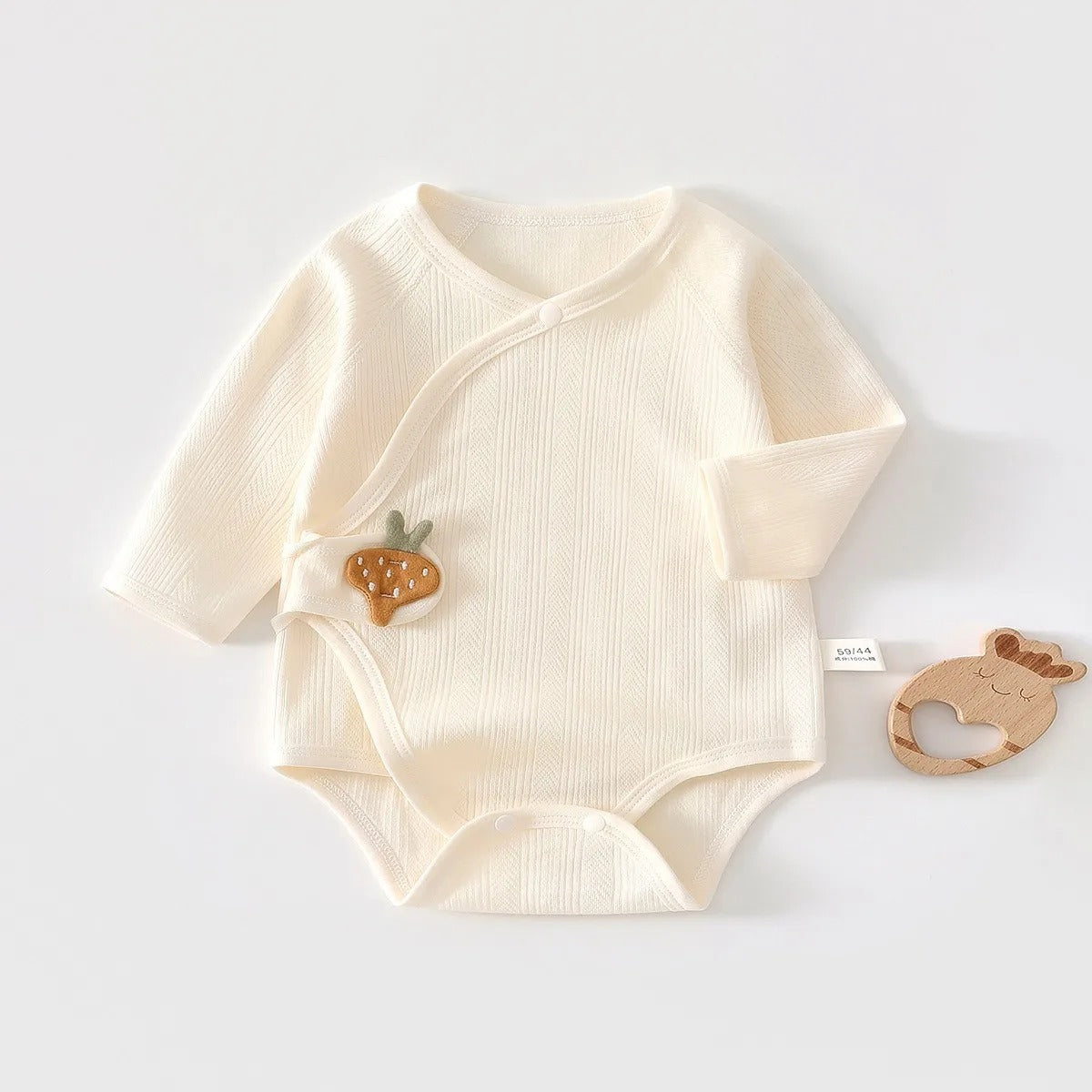Baby Wickelbody aus strukturierter Baumwolle – Langarm Body für Neugeborene