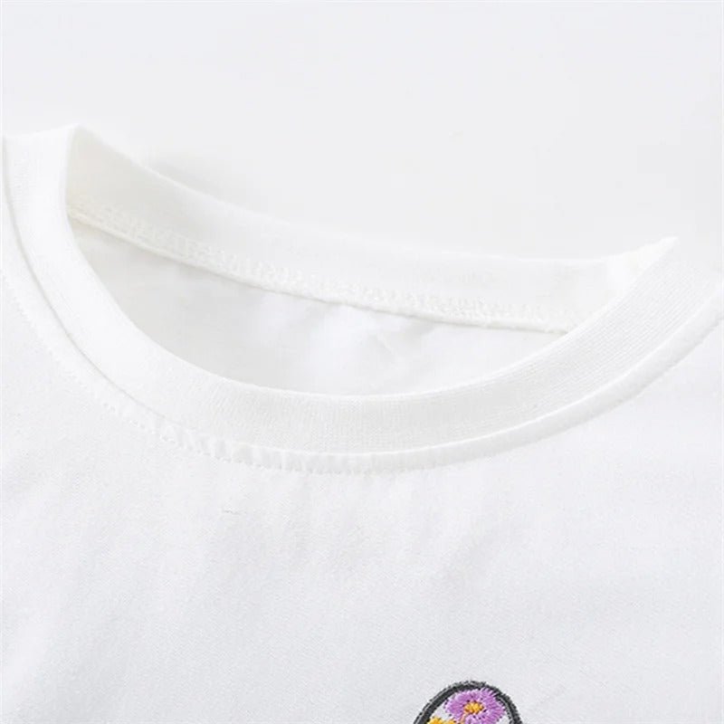 Mädchen T-Shirt „Forever You“ mit Blumenstickerei & Schmetterling