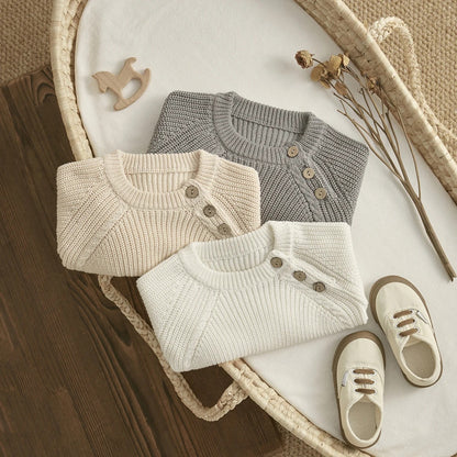 Baby Strickpullover Unisex mit Knopfleiste