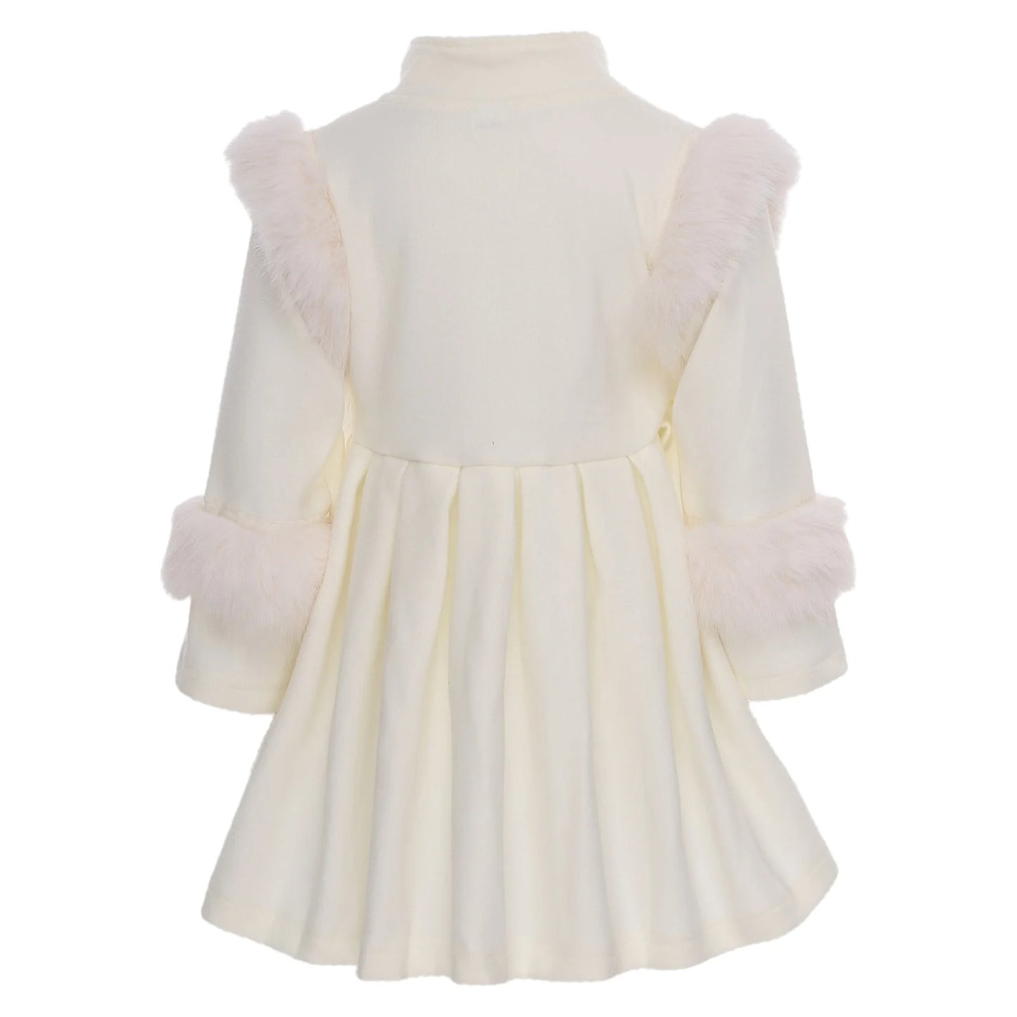 Festlicher Mädchenmantel mit Kunstfellbesatz – warm gefüttert & edel in Creme