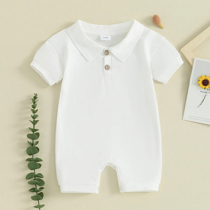 Baby Kurzarm Body mit Kragen – einfarbiger Polo Body aus Baumwolle