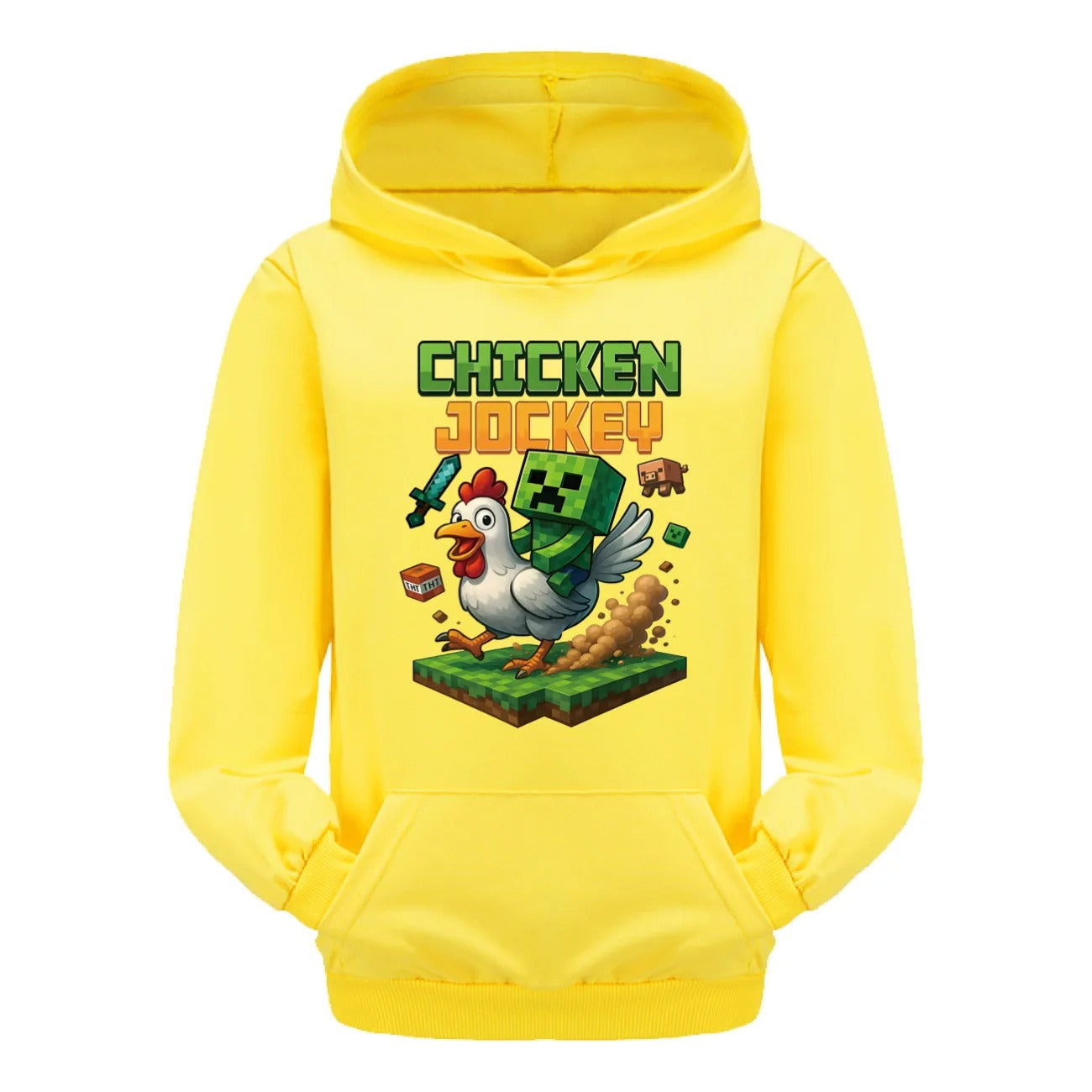 Minecraft Kinder Hoodie „Chicken Jockey“ – Kapuzenpullover für Mädchen & Jungen (Gr. 104–170)