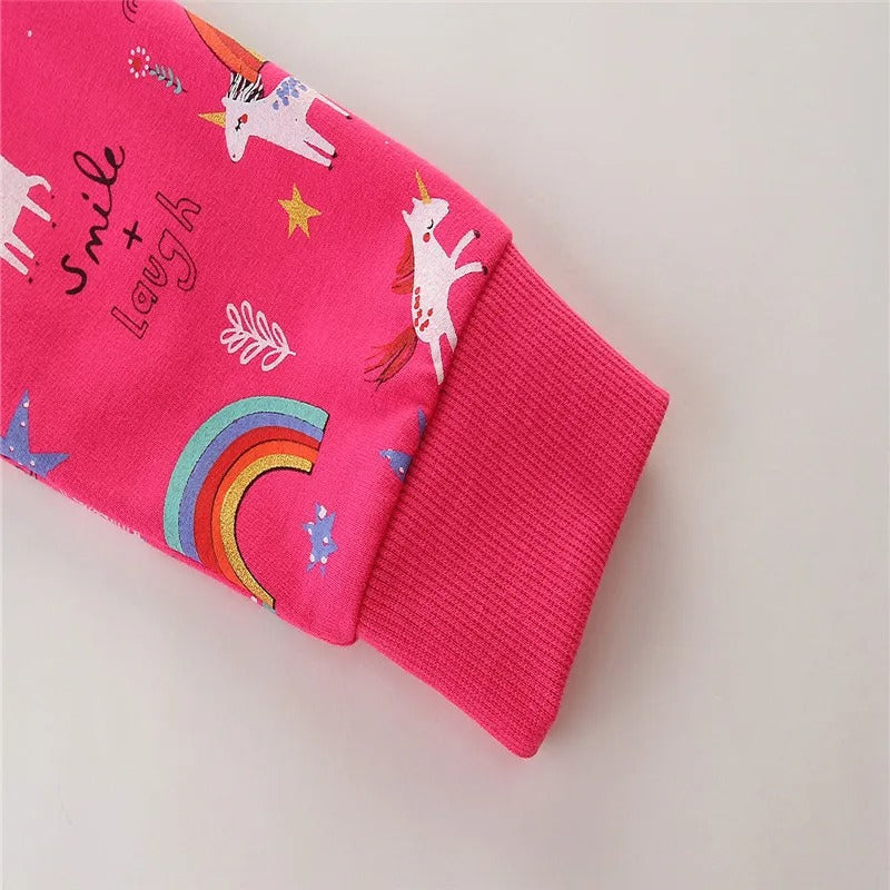 Mädchen Sweatshirt mit Einhorn & Regenbogen – Baumwollmix Pullover