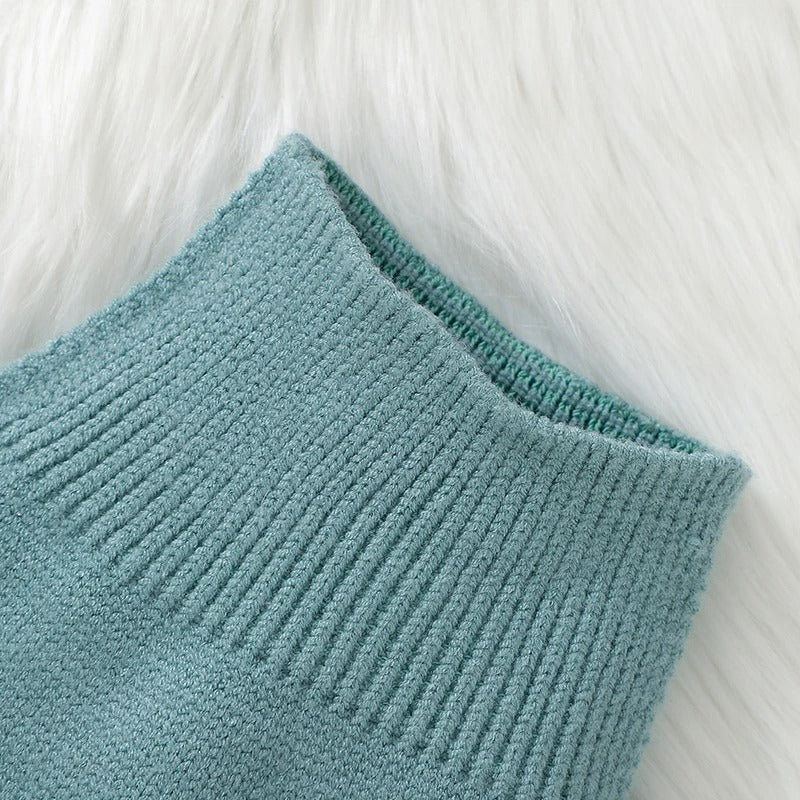 Baby Strickset 2-teilig – Pullover & Strumpfhose in Grün und Grau