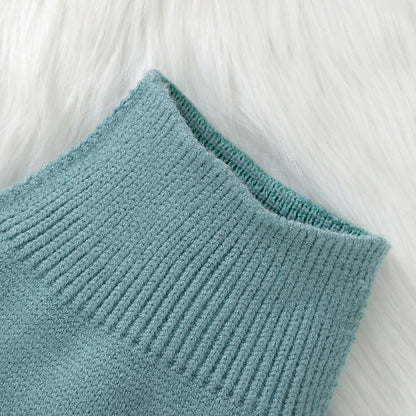Baby Strickset 2-teilig – Pullover & Strumpfhose in Grün und Grau