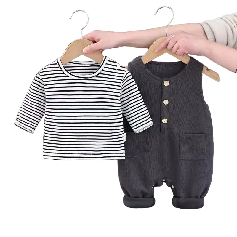 Baby Set 2-teilig – Langarmshirt & Trägeroverall aus Baumwolle