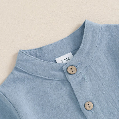 Minimalistischer Baby-Body mit Holzknöpfen – Langarm Body für Jungen (Größe 50–86)