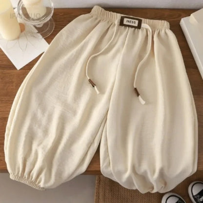 Balloon Kinderhose aus Baumwoll-Mix – Locker geschnittene Haremshose in Naturtönen