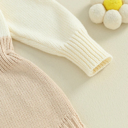 Strick Baby Body mit Herzmuster und Bindeband – Langarm Body für Mädchen
