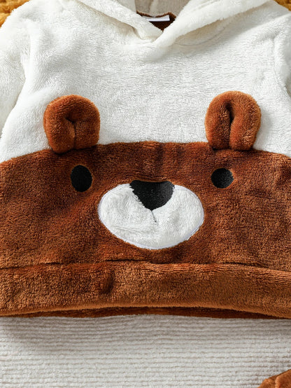 Baby Fleece Set „Bärenfreund“ – Warmes 2-teiliges Outfit mit Kapuze