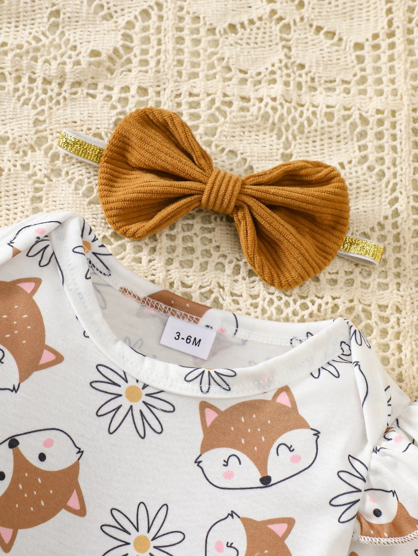 Baby Mädchen Outfit 3-teilig – Fuchs Kleid mit Body & Haarband