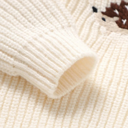 Baby Strickpullover mit Igel Motiv – Unisex Baumwollpullover mit Knöpfen