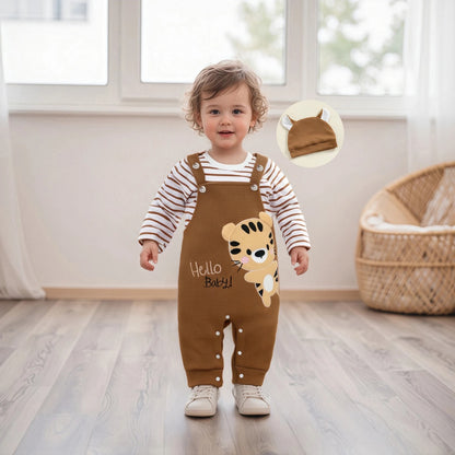 Strampler-Set „Hello Baby“ mit Tiger-Motiv & Mütze