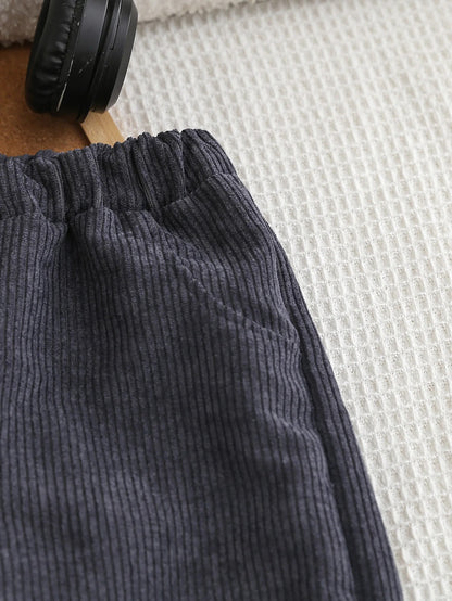 Jungen Outfit Set mit Streifenpullover & Cordhose – 2-teilig