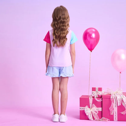 Mädchen T-Shirt mit Einhorn & Schmetterlingen