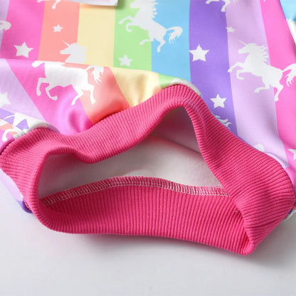 Mädchen Hoodie „Rainbow Unicorn“ – Regenbogen Kapuzenpullover mit Einhorn Print