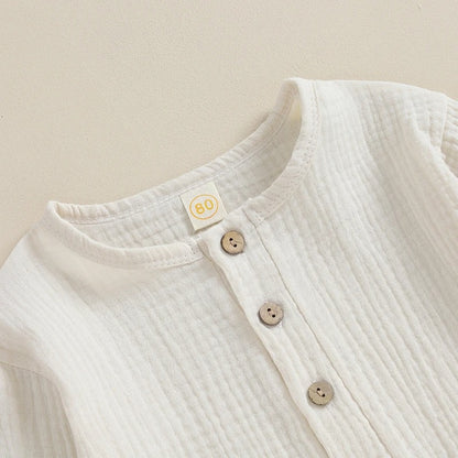 Musselin Jungen Set 2-teilig – Baumwolle Outfit mit Knopfleiste & Hose (Gr. 74–116)