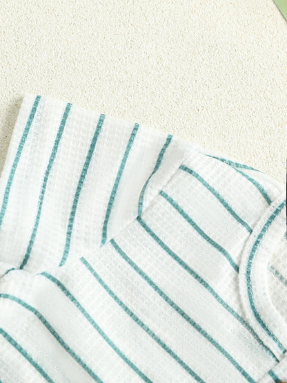 Baby Jungen Set 2-teilig – Gestreiftes Shirt & Waffelstruktur Hose