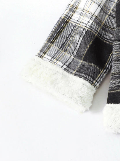Karierte Winterjacke für Jungen mit Teddyfell-Innenleben