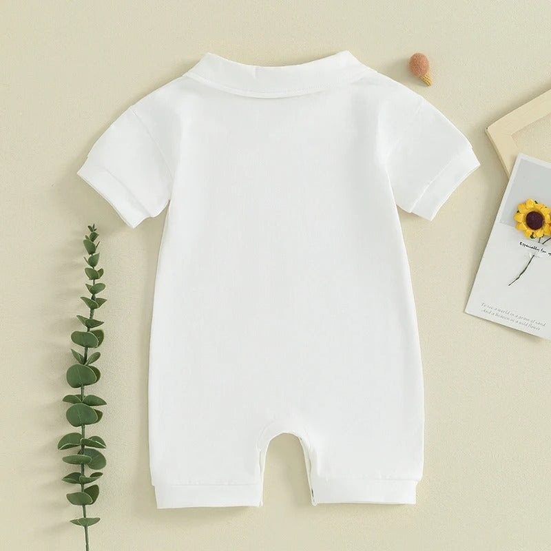 Baby Kurzarm Body mit Kragen – einfarbiger Polo Body aus Baumwolle