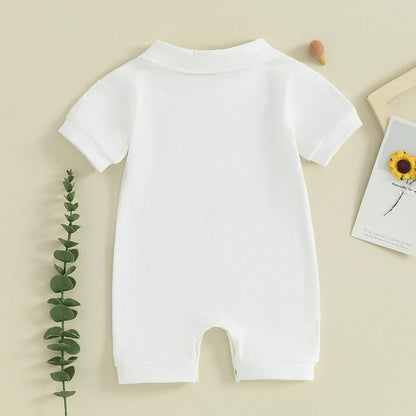 Baby Kurzarm Body mit Kragen – einfarbiger Polo Body aus Baumwolle