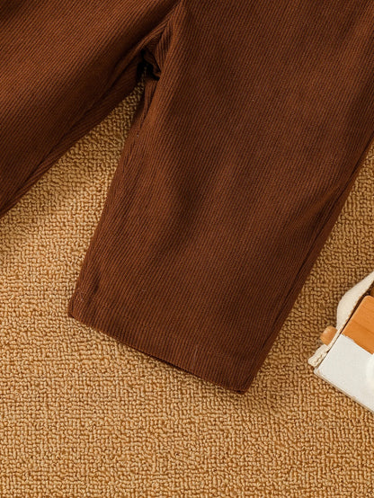 2-teiliges Cord-Set mit Bärenmotiv – Dunkelblau & Braun