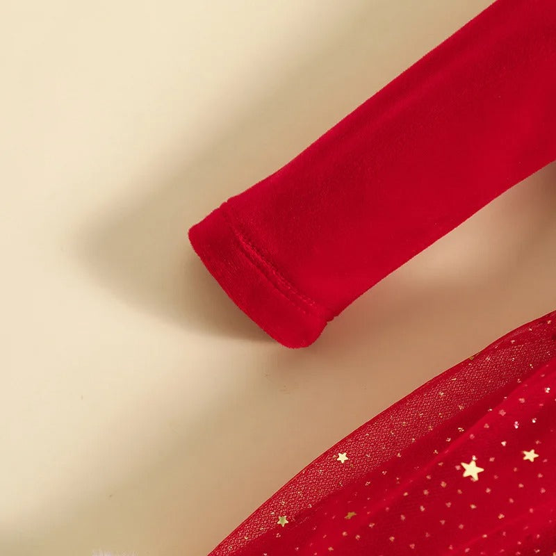 Weihnachtskleid mit Tüllrock & Glitzersternen
