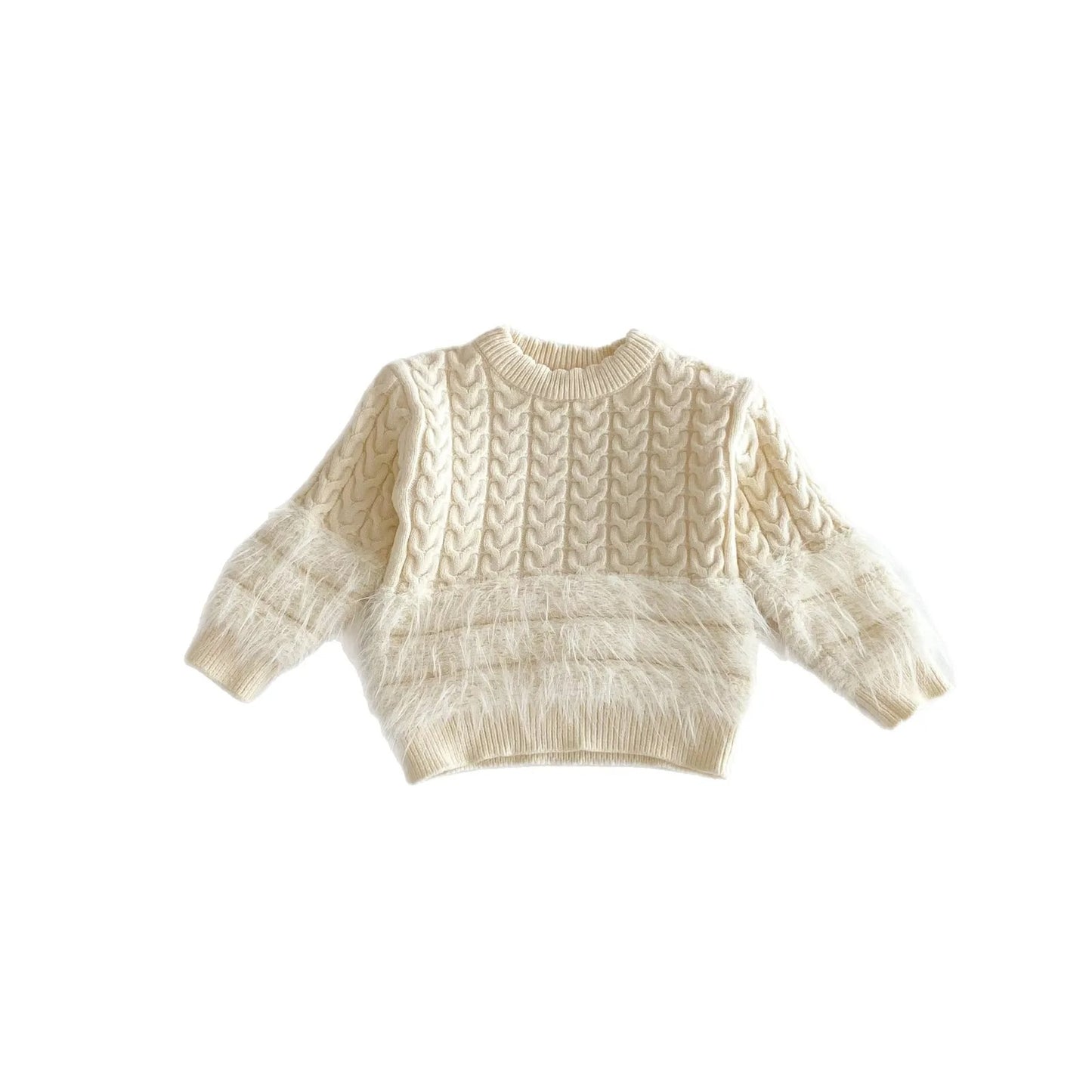 Eleganter Strickpullover mit Kunstfell-Details