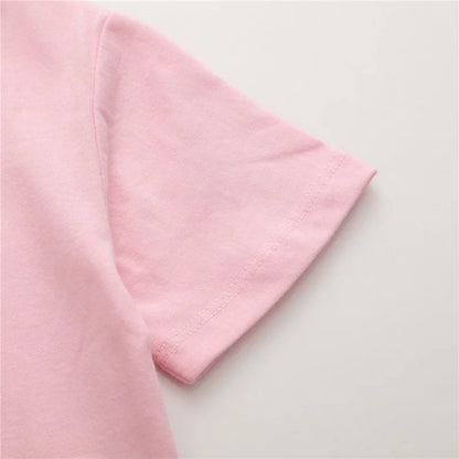 Mädchen T-Shirt mit Einhorn oder Giraffe – Kurzarm Shirt aus Baumwollmix