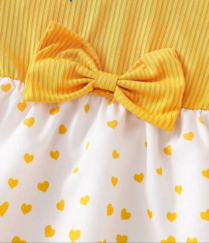 Baby Mädchen Kleid – geripptes Oberteil mit Schleife & Herzchenrock