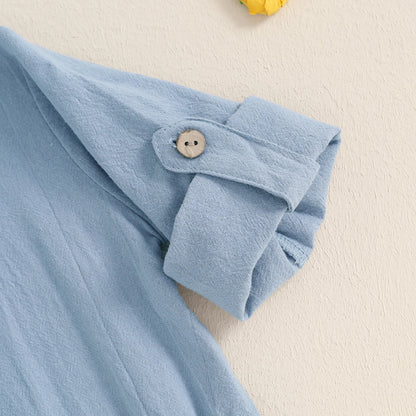Minimalistischer Baby-Body mit Holzknöpfen – Langarm Body für Jungen (Größe 50–86)