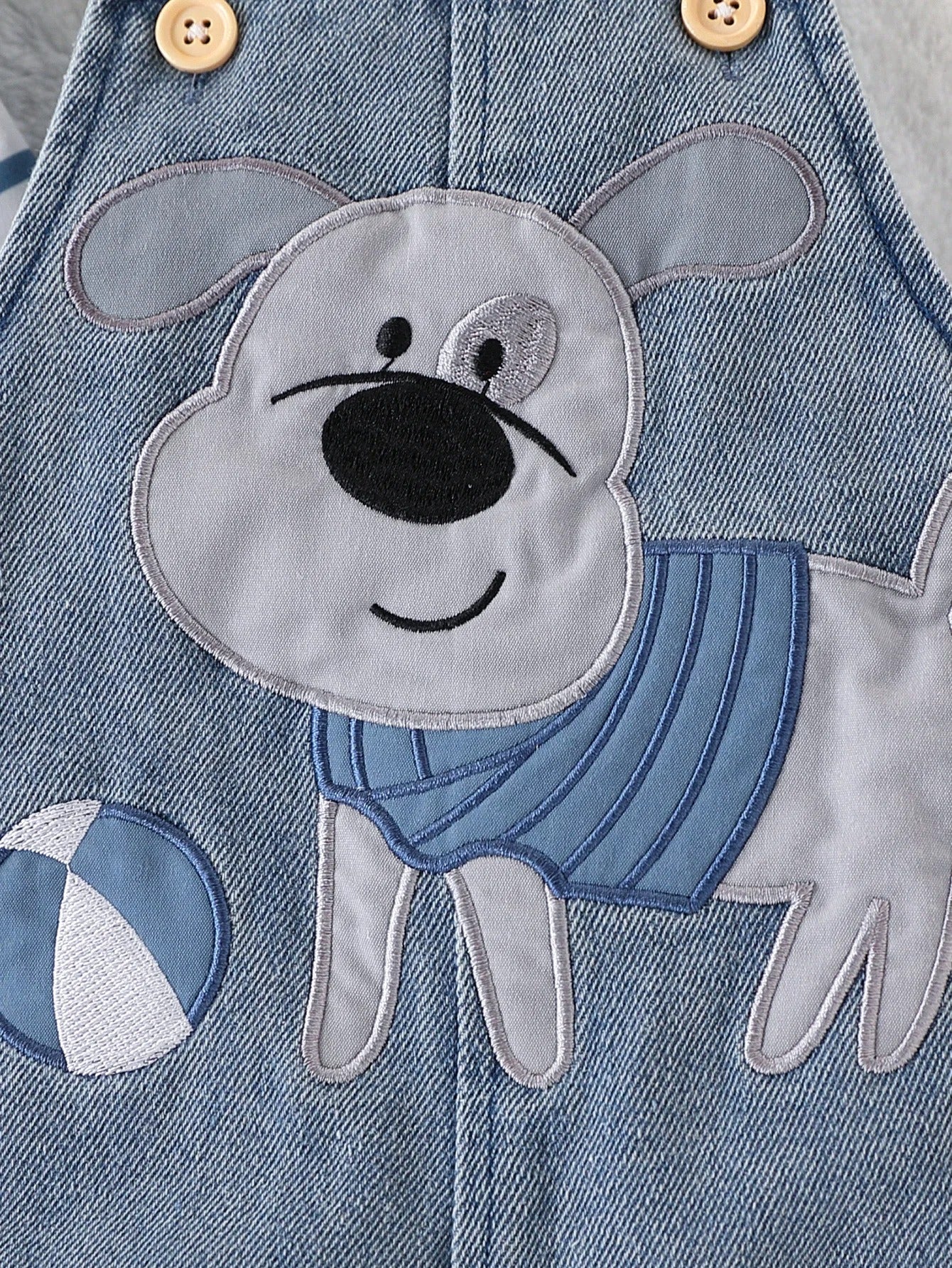 Baby Outfit 2-teilig – Streifen Shirt & Latzshorts mit Hund